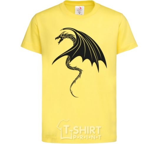 Kids T-shirt Angry black dragon cornsilk фото