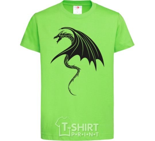 Kids T-shirt Angry black dragon orchid-green фото