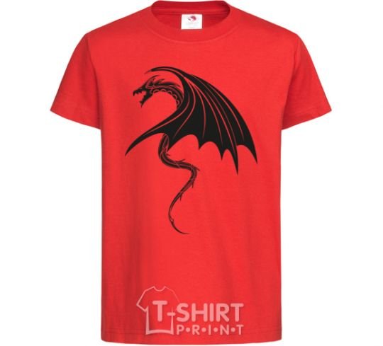 Kids T-shirt Angry black dragon red фото