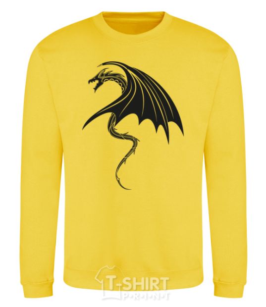 Sweatshirt Angry black dragon yellow фото