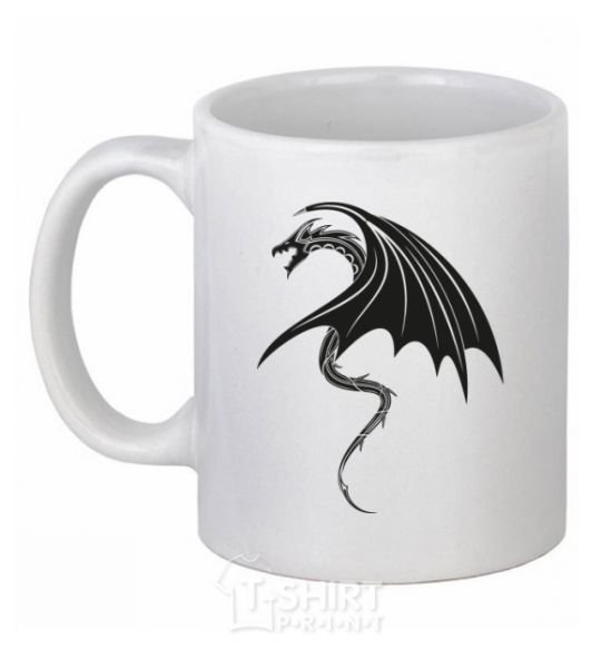 Ceramic mug Angry black dragon White фото