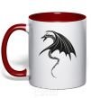 Mug with a colored handle Angry black dragon red фото
