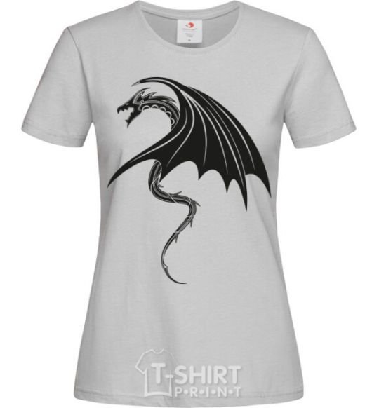 Women's T-shirt Angry black dragon grey фото