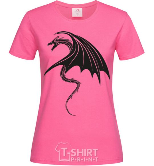 Женская футболка Angry black dragon Ярко-розовый фото