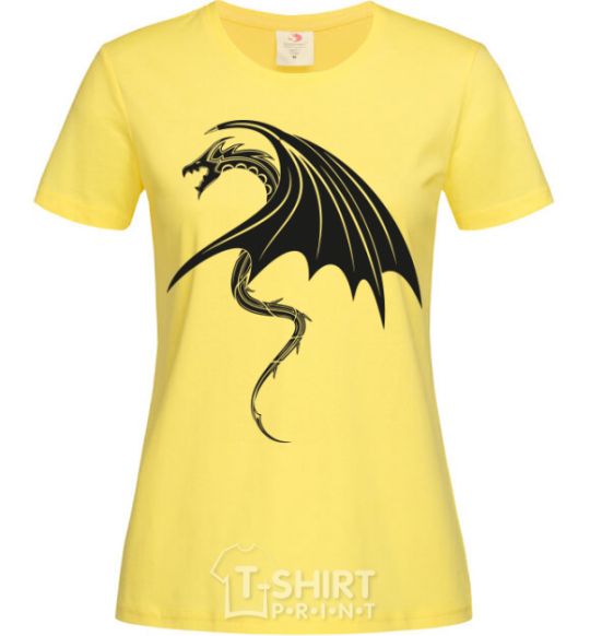 Женская футболка Angry black dragon Лимонный фото