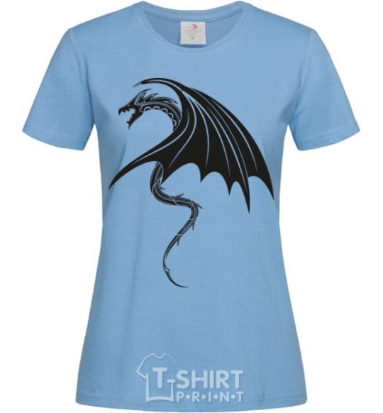 Women's T-shirt Angry black dragon sky-blue фото