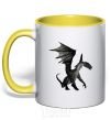 Mug with a colored handle Old dragon yellow фото