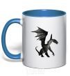 Mug with a colored handle Old dragon royal-blue фото