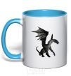 Mug with a colored handle Old dragon sky-blue фото