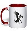 Mug with a colored handle Old dragon red фото