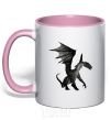 Mug with a colored handle Old dragon light-pink фото