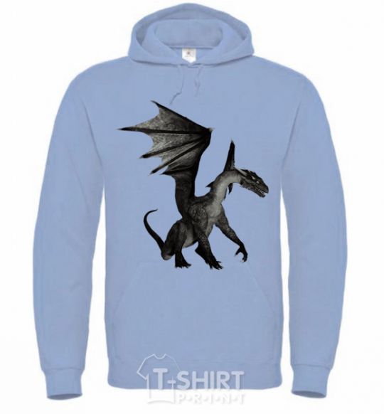 Men`s hoodie Old dragon sky-blue фото