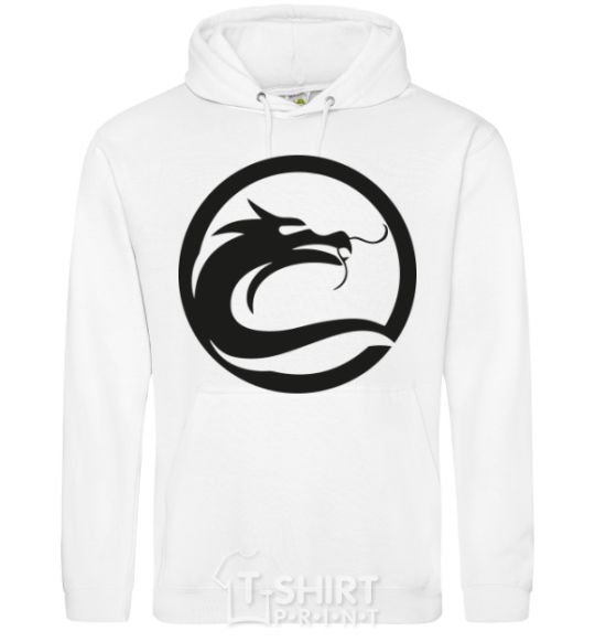 Men`s hoodie The circle with the dragon White фото