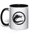 Mug with a colored handle The circle with the dragon black фото