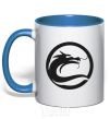 Чашка с цветной ручкой Круг с драконом Ярко-синий фото