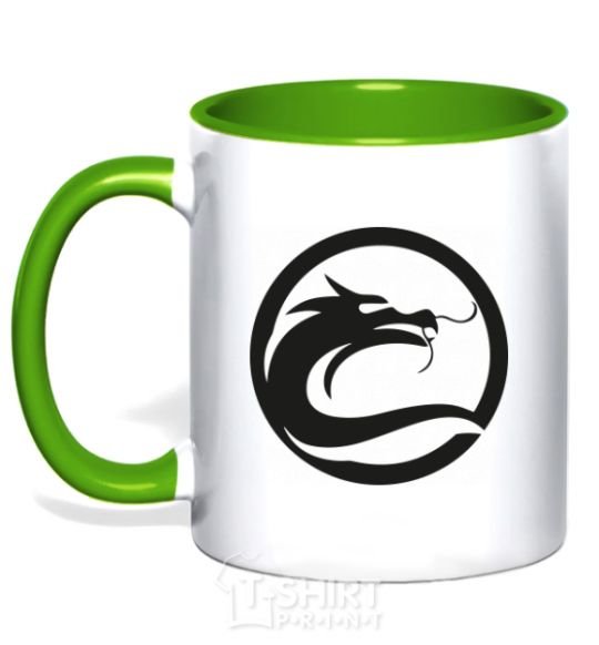 Mug with a colored handle The circle with the dragon kelly-green фото