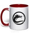 Mug with a colored handle The circle with the dragon red фото