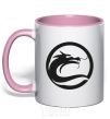 Mug with a colored handle The circle with the dragon light-pink фото