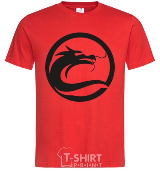 Men's T-Shirt The circle with the dragon red фото