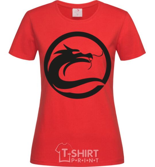 Женская футболка Круг с драконом Красный фото