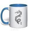 Mug with a colored handle Japan dragon royal-blue фото