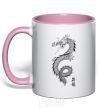Mug with a colored handle Japan dragon light-pink фото