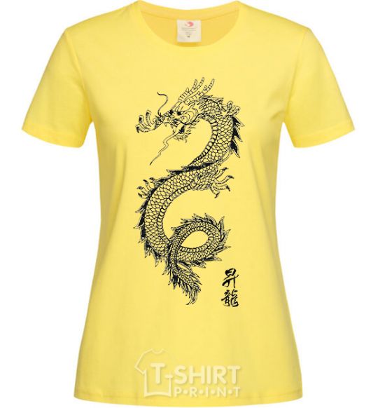 Женская футболка Japan dragon Лимонный фото