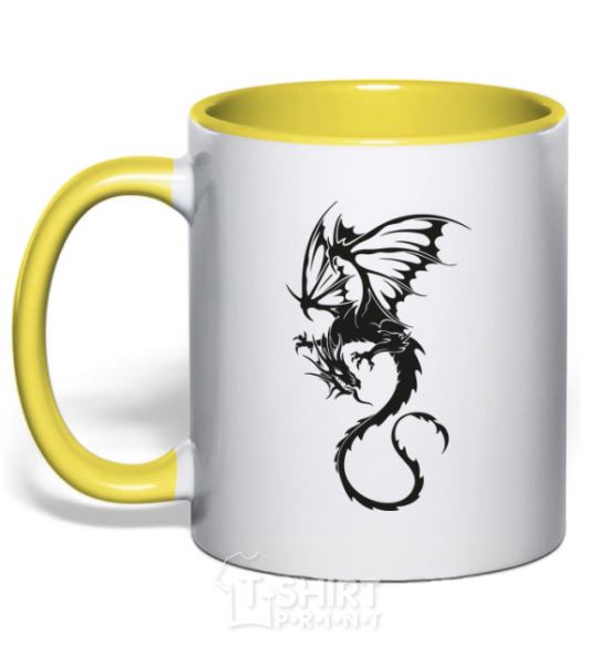 Чашка с цветной ручкой Dragon fly Солнечно желтый фото