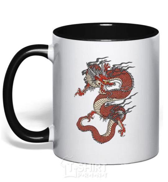 Mug with a colored handle Dragon цветной black фото
