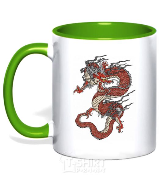 Mug with a colored handle Dragon цветной kelly-green фото