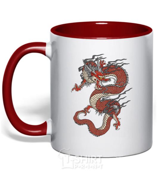 Mug with a colored handle Dragon цветной red фото