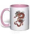 Mug with a colored handle Dragon цветной light-pink фото