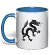 Mug with a colored handle Dragon smile royal-blue фото