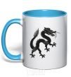 Mug with a colored handle Dragon smile sky-blue фото