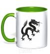 Mug with a colored handle Dragon smile kelly-green фото