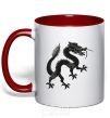 Mug with a colored handle Dragon smile red фото