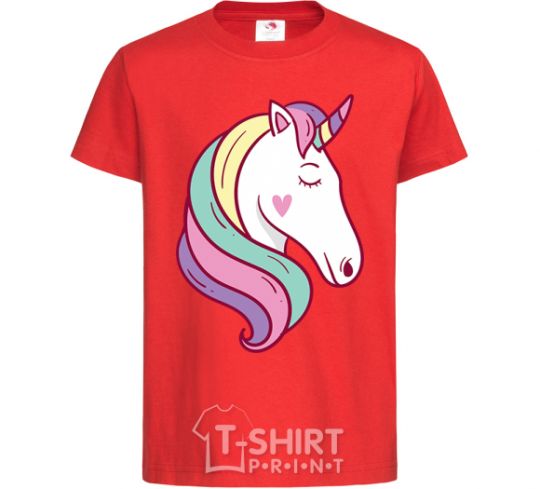 Kids T-shirt Heart unicorn red фото