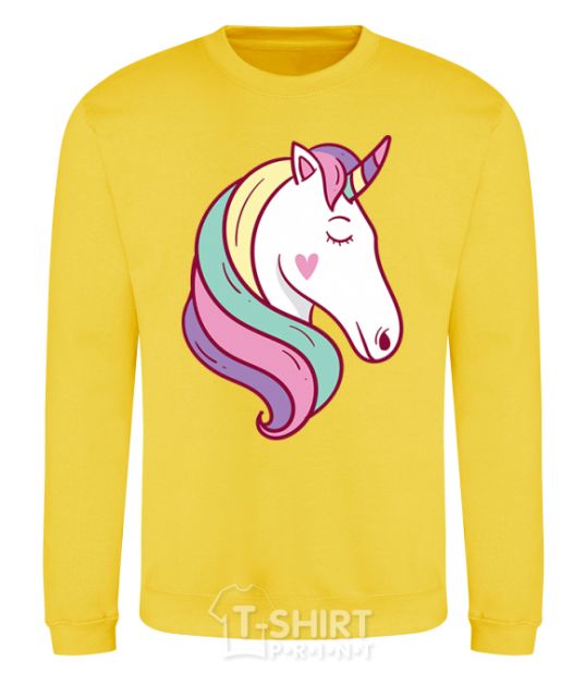 Sweatshirt Heart unicorn yellow фото