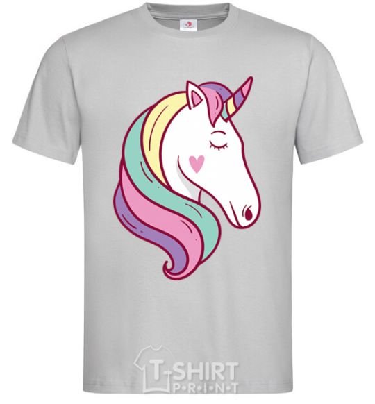 Men's T-Shirt Heart unicorn grey фото