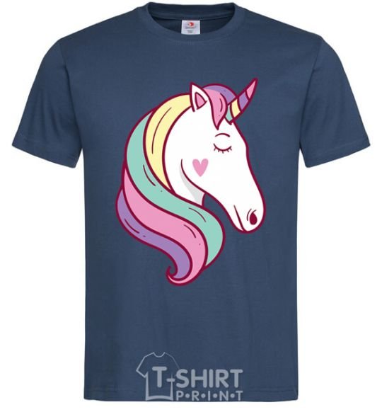 Men's T-Shirt Heart unicorn navy-blue фото