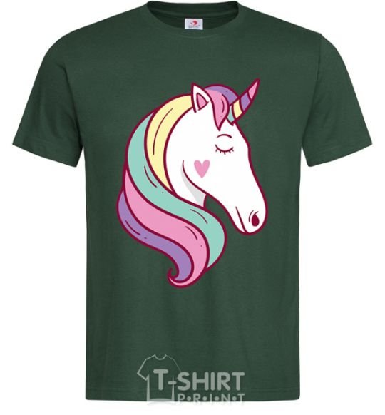 Men's T-Shirt Heart unicorn bottle-green фото
