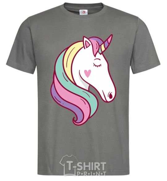 Men's T-Shirt Heart unicorn dark-grey фото