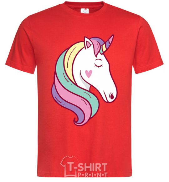 Men's T-Shirt Heart unicorn red фото