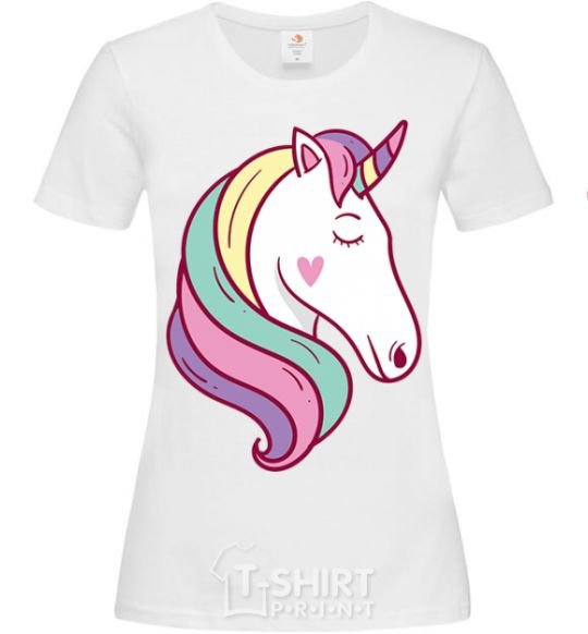 Women's T-shirt Heart unicorn White фото