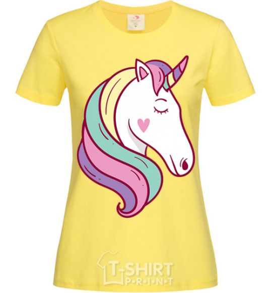 Women's T-shirt Heart unicorn cornsilk фото