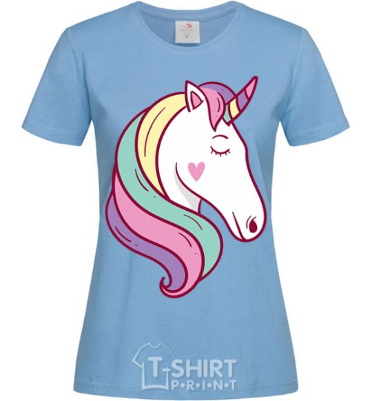 Women's T-shirt Heart unicorn sky-blue фото