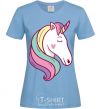 Women's T-shirt Heart unicorn sky-blue фото