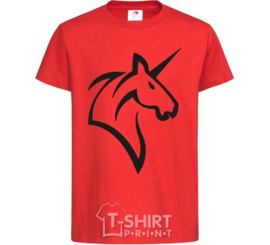 Kids T-shirt Unicorn b&w image red фото