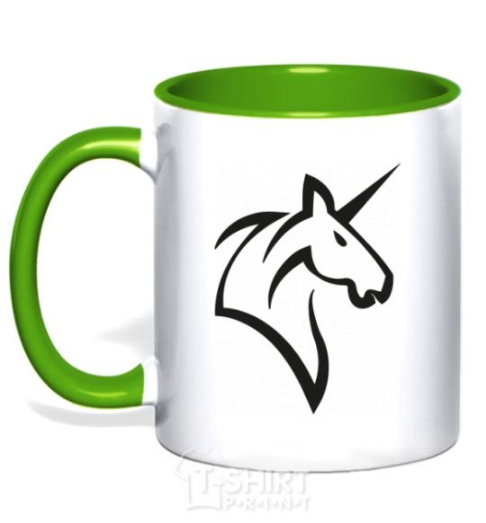 Чашка с цветной ручкой Unicorn ч/б изображение Зеленый фото