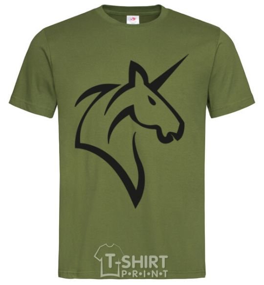 Мужская футболка Unicorn ч/б изображение Оливковый фото
